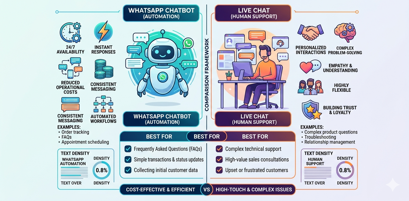 🤖 WhatsApp Chatbot vs Live Chat: Which Is Better for Your Business?