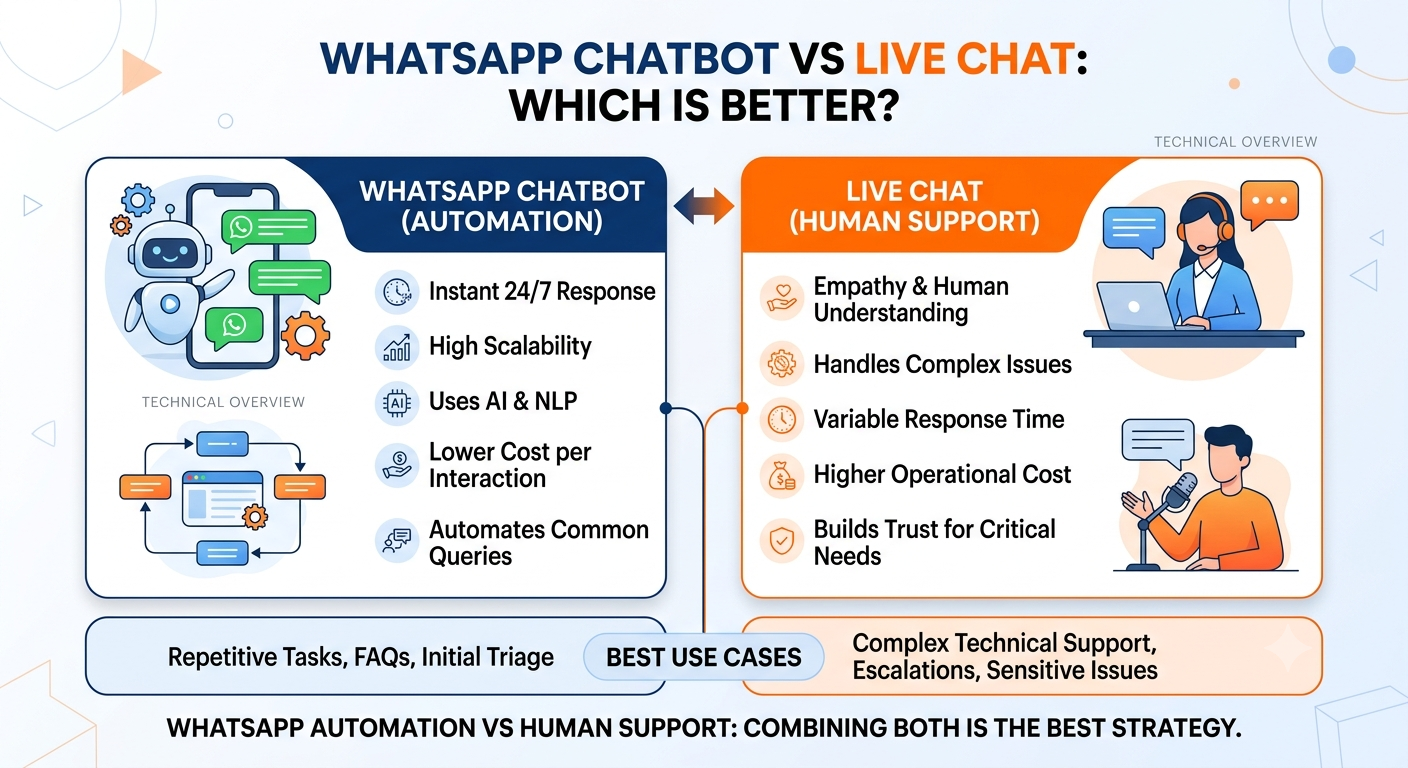 WhatsApp Chatbot vs Live Chat: Which Is Better for Your Business in 2026?
