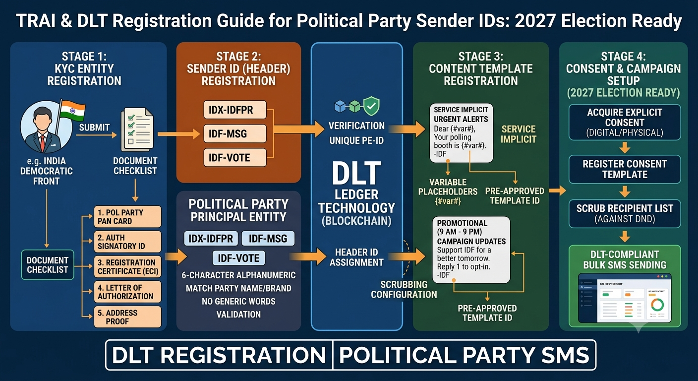TRAI & DLT Registration Guide for Political Party Sender IDs (2027 Election Ready)