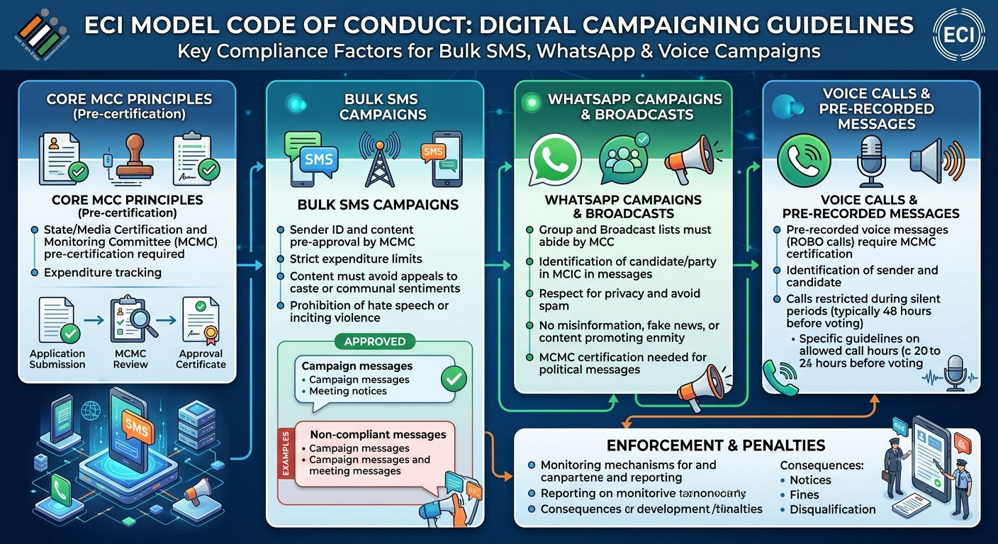 ECI Model Code of Conduct: Campaign Messaging Rules for Bulk SMS, Bulk WhatsApp & Bulk Voice Call Services