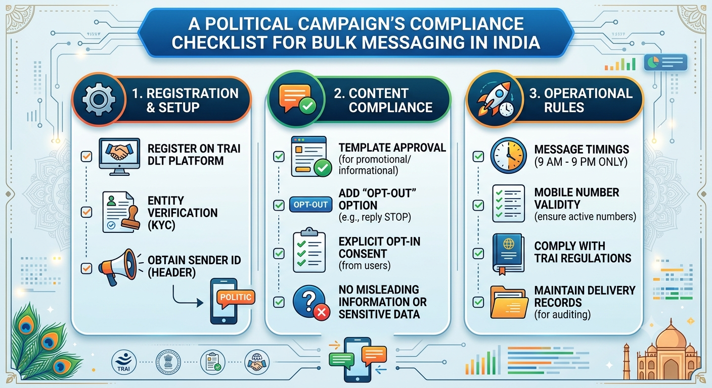 Election Campaign Messaging Compliance Checklist for Bulk SMS, WhatsApp & Voice Calls in India