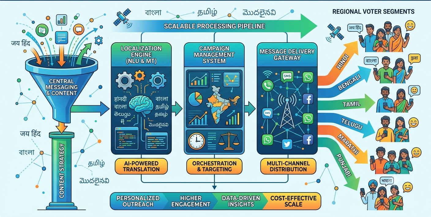 Multilingual Campaign Messaging: Reaching Voters in Regional Languages at Scale